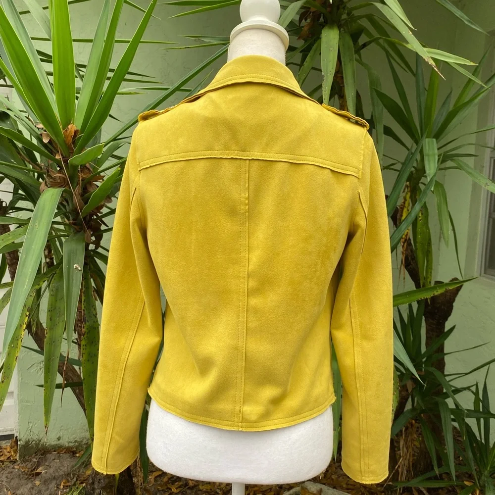 Anthropologie Yellow Moto Faux Suede Jacket - Picture 7 of 10